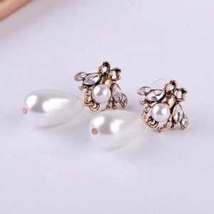 Vintage Insect pearl drop earrings
